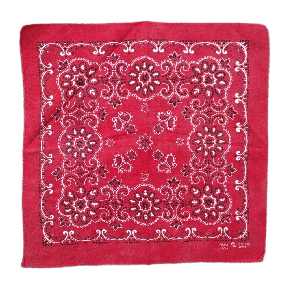 Vtg 50s 60s Elephant Trunk Up Bandana Indigo Red Selvedge Cotton Workwear #1843